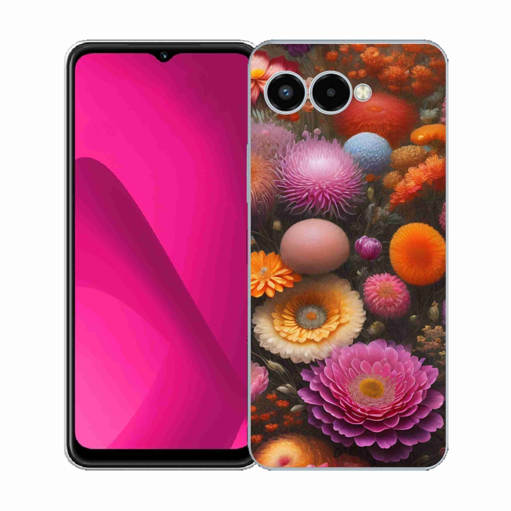Gelový kryt mmCase na T phone 3 - květinová kompozice