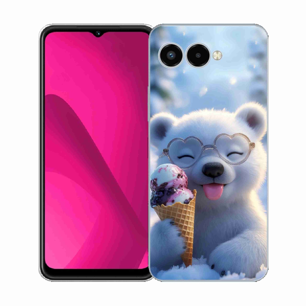 Gelový kryt mmCase na T phone 3 - medvídek se zmrzlinou