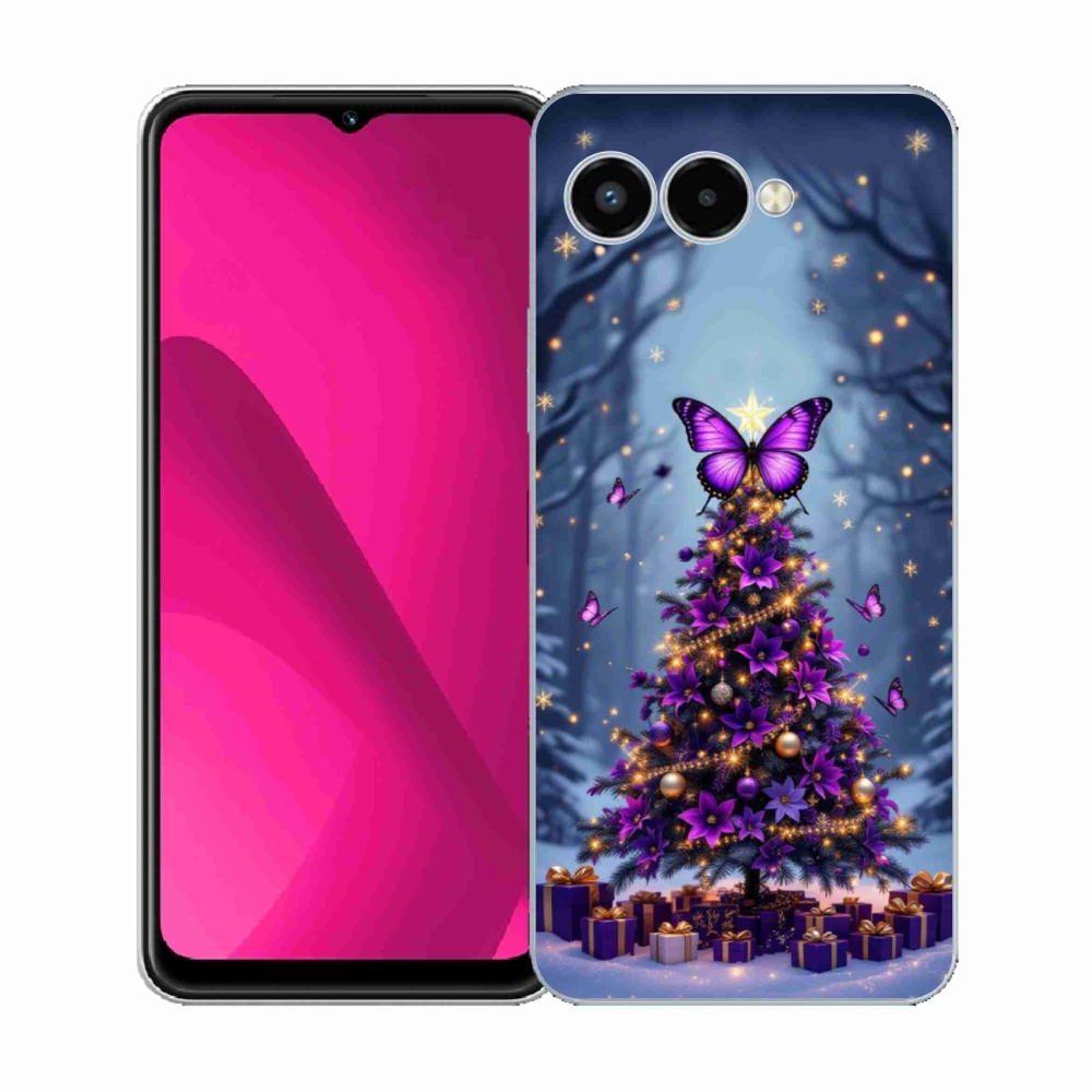 Gelový kryt mmCase na T phone 3 - motýlí vánoční stromek
