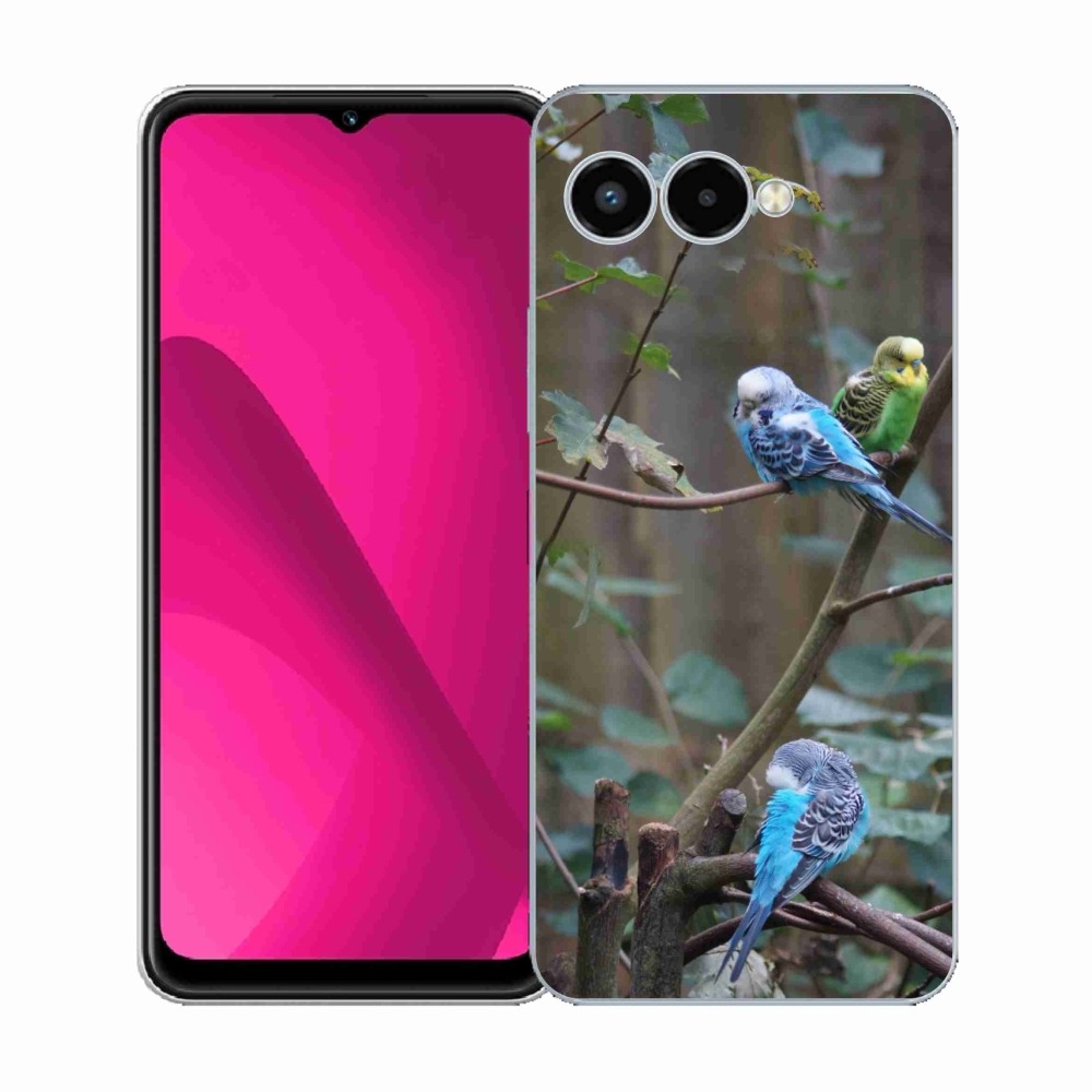 Gelový kryt mmCase na T phone 3 - papoušci na větvi