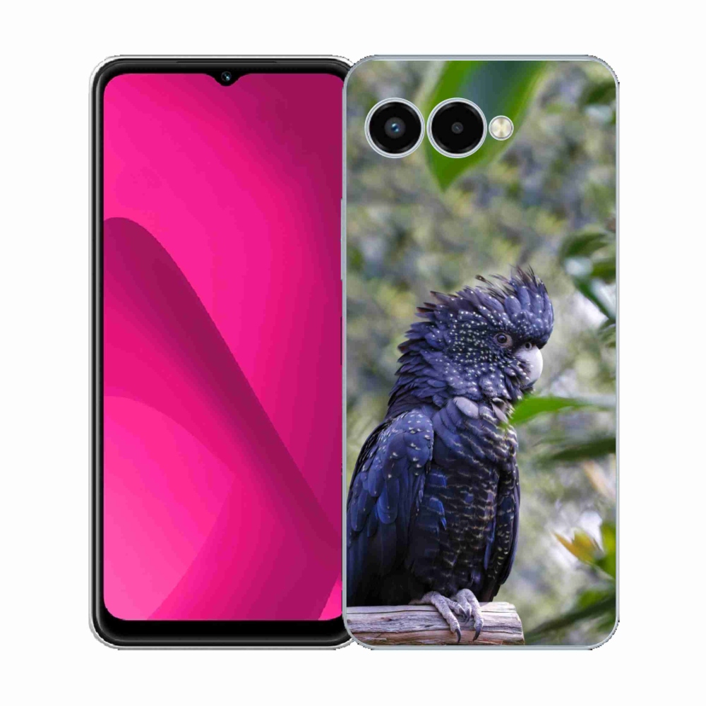 Gelový kryt mmCase na T phone 3 - papoušek kakadu černý
