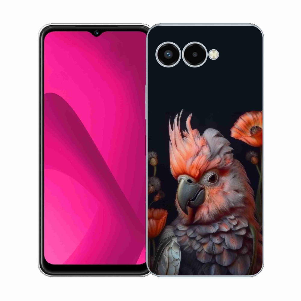 Gelový kryt mmCase na T phone 3 - papoušek kakadu v barvách