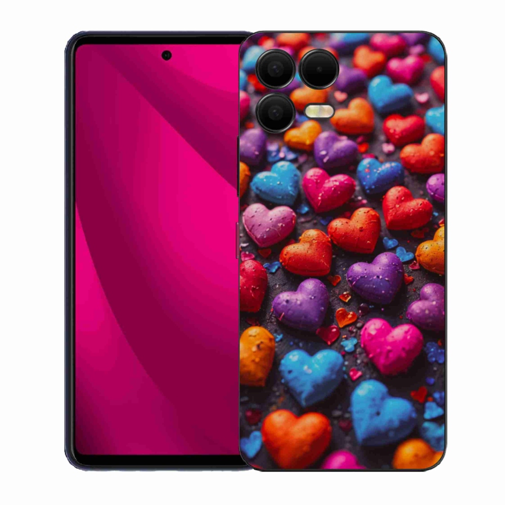Gelový kryt mmCase na T phone 3 Pro - barevná srdce