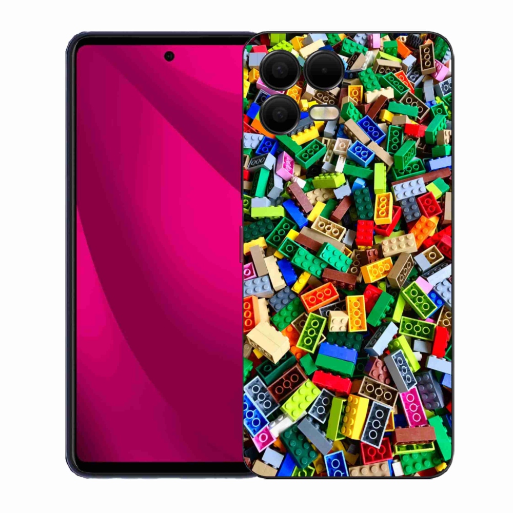 Gelový kryt mmCase na T phone 3 Pro - barevné stavební kostky