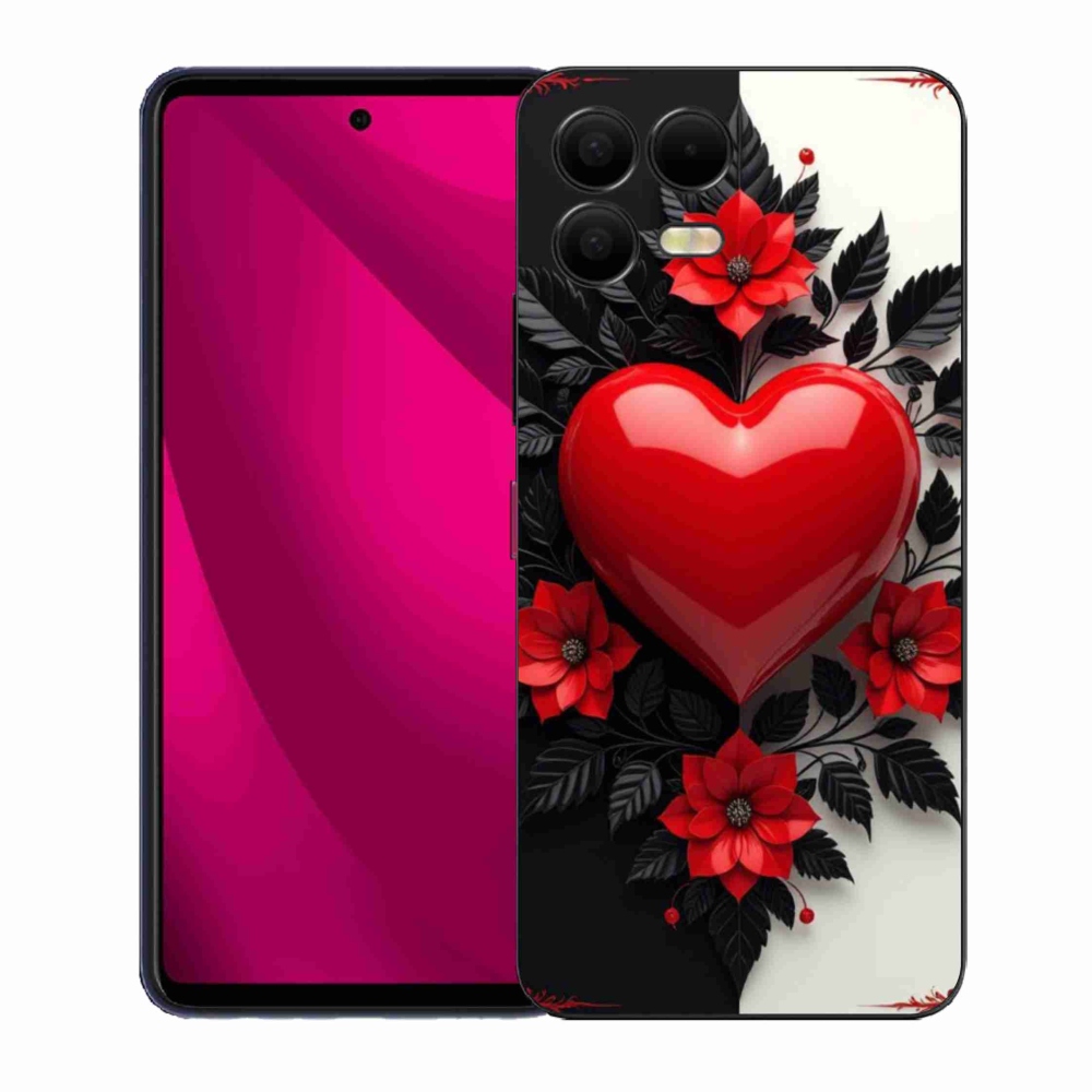 Gelový kryt mmCase na T phone 3 Pro - červené srdce