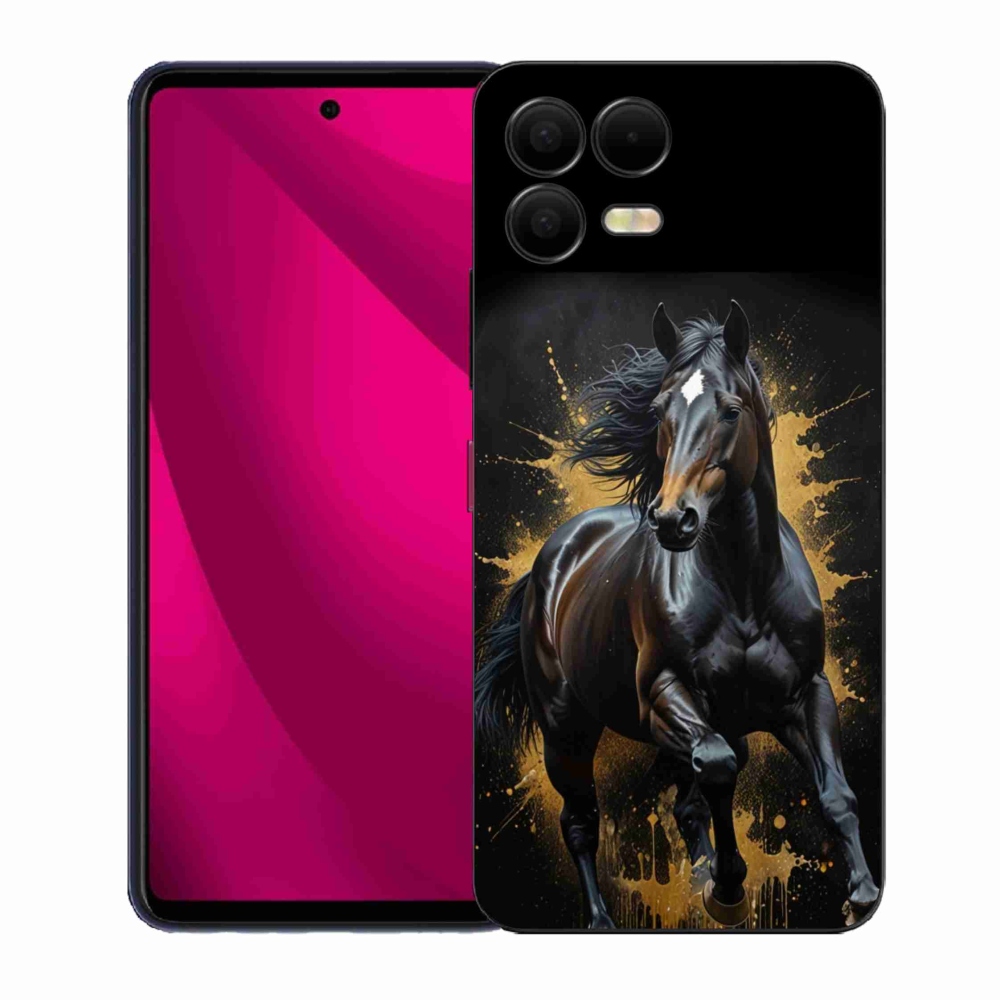 Gelový kryt mmCase na T phone 3 Pro - elegantní černý hřebec