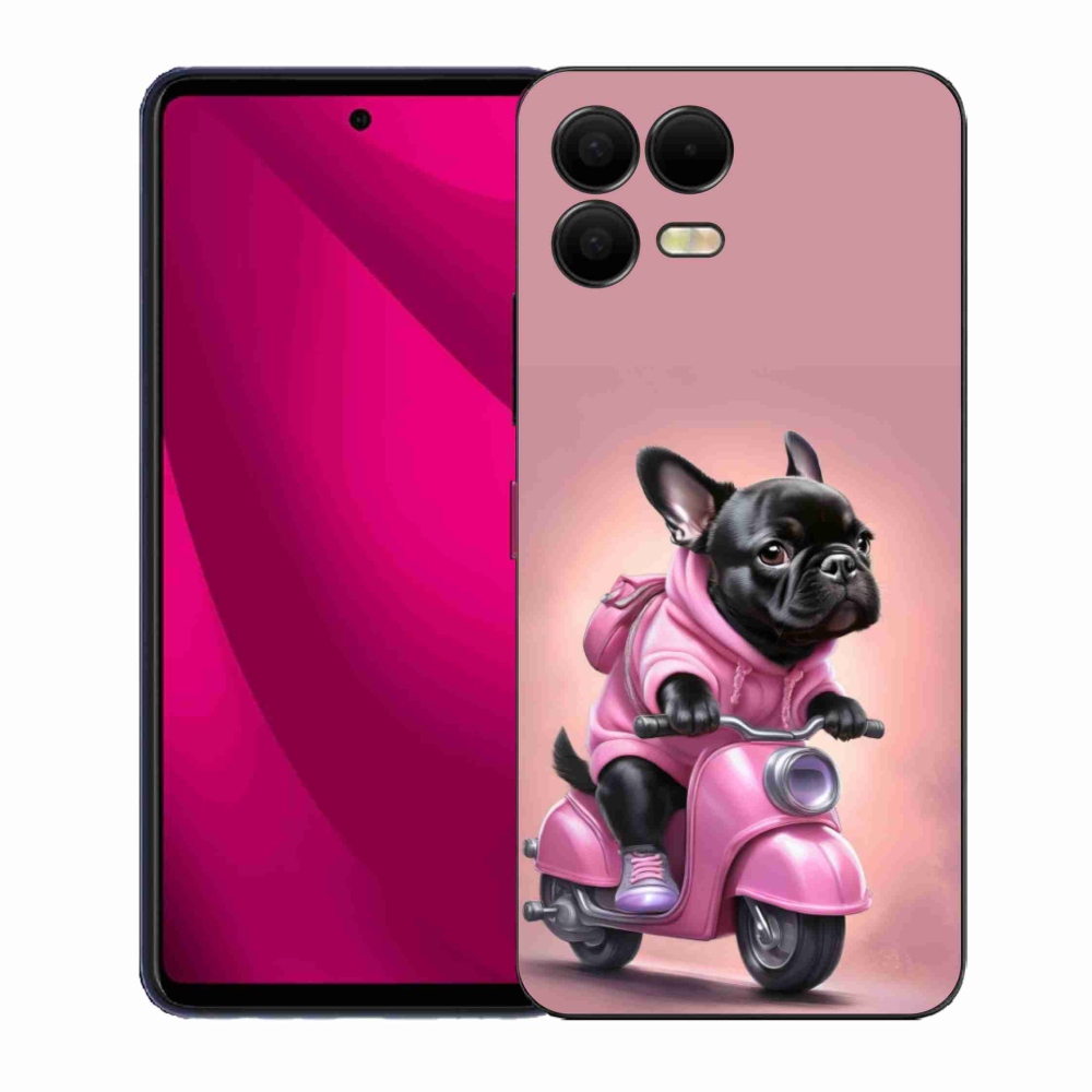 Gelový kryt mmCase na T phone 3 Pro - francouzský buldoček na skútru