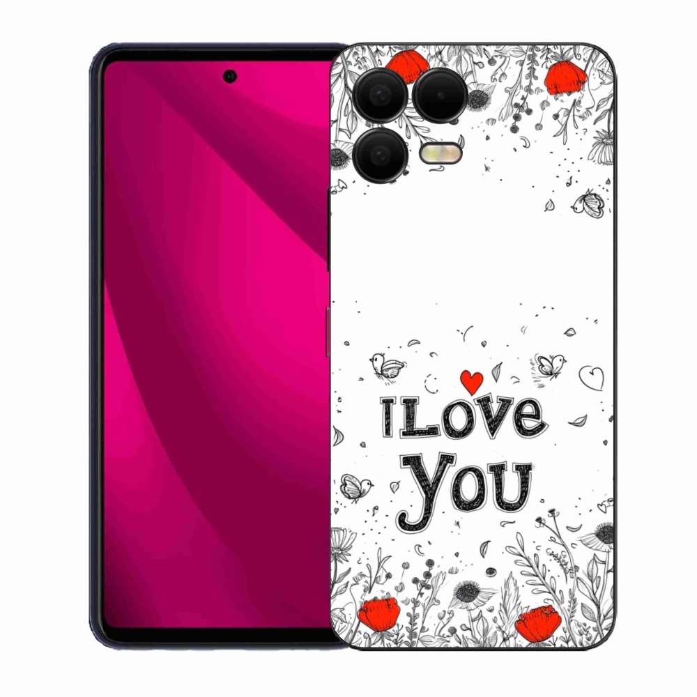 Gelový kryt mmCase na T phone 3 Pro - I love you bílé pozadí