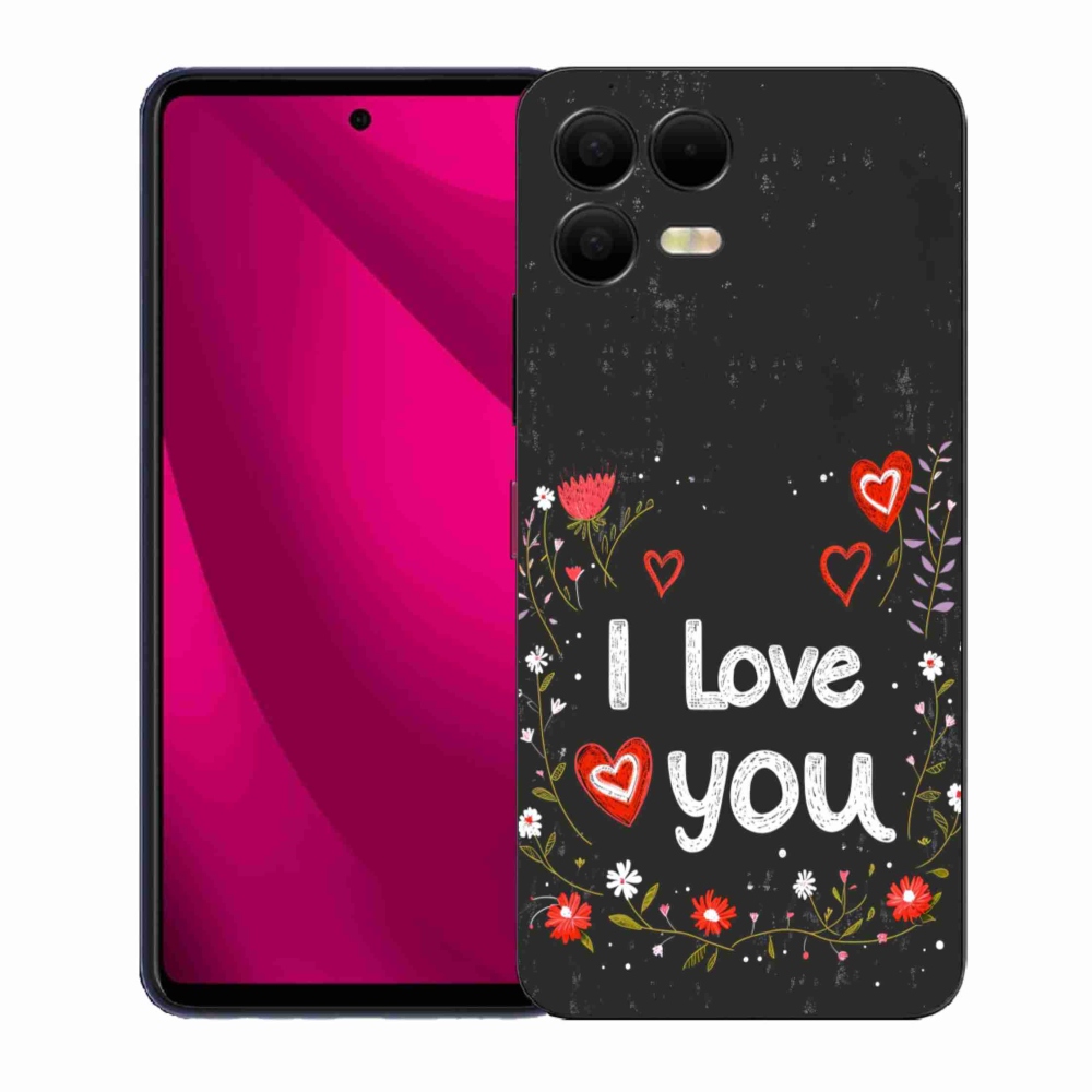 Gelový kryt mmCase na T phone 3 Pro - I love you černé pozadí