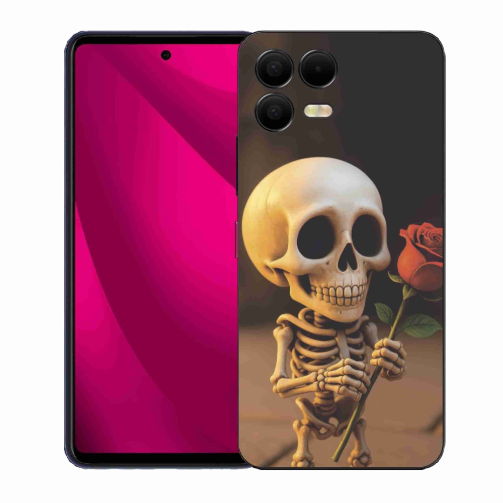 Gelový kryt mmCase na T phone 3 Pro - kostlivec s růží