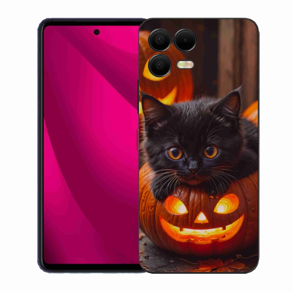 Gelový kryt mmCase na T phone 3 Pro - kotě a dýně