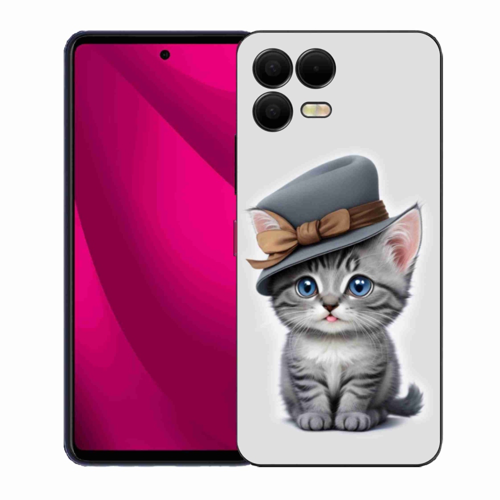 Gelový kryt mmCase na T phone 3 Pro - kotě s kloboukem
