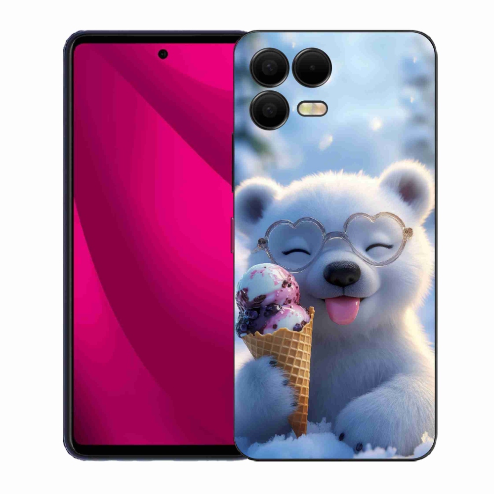 Gelový kryt mmCase na T phone 3 Pro - medvídek se zmrzlinou