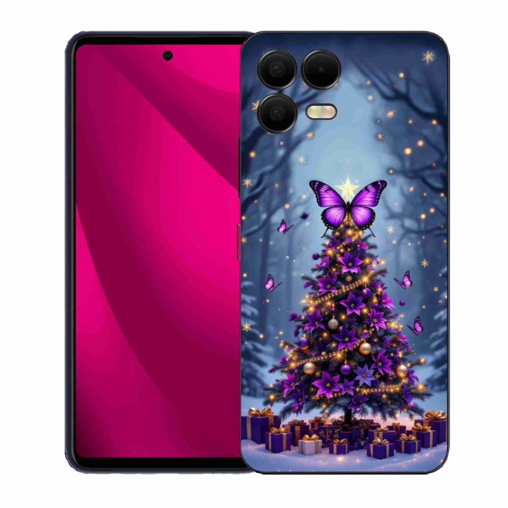 Gelový kryt mmCase na T phone 3 Pro - motýlí vánoční stromek