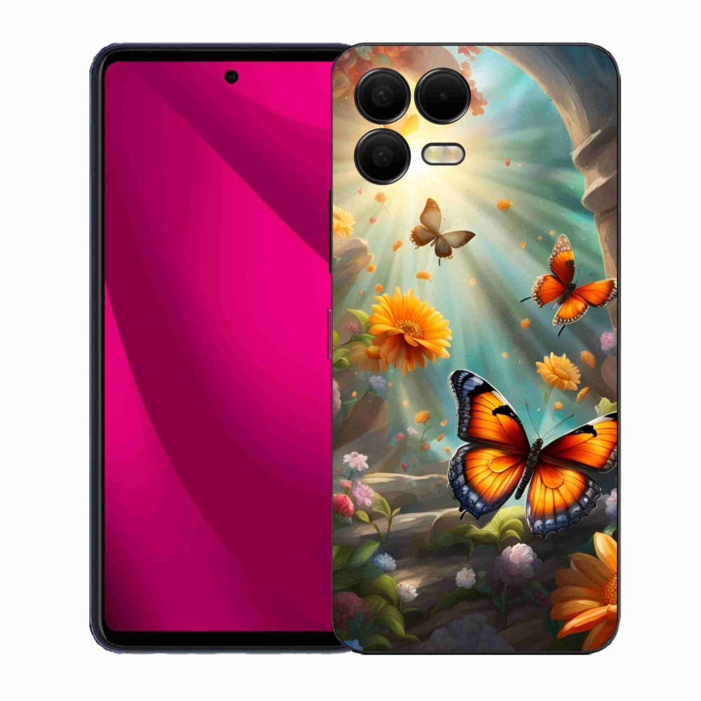 Gelový kryt mmCase na T phone 3 Pro - motýlí zahrada 2