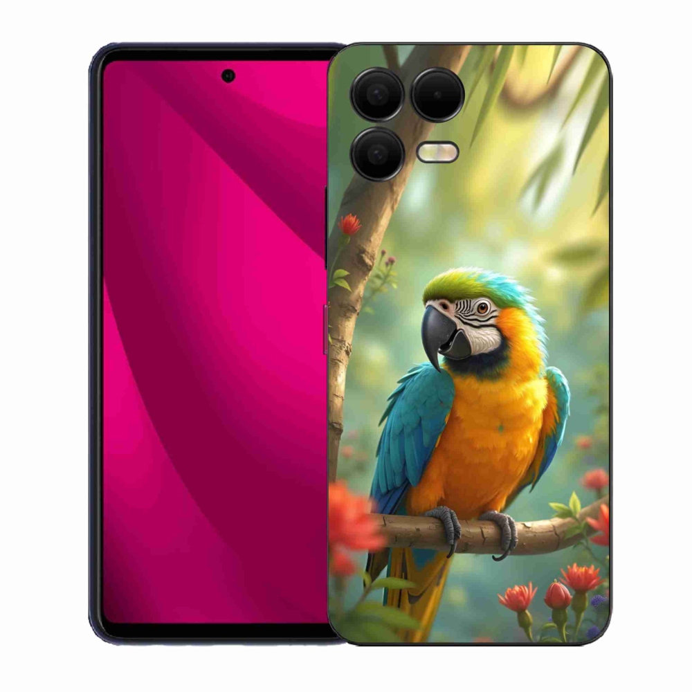 Gelový kryt mmCase na T phone 3 Pro - papoušek ara modrožlutá