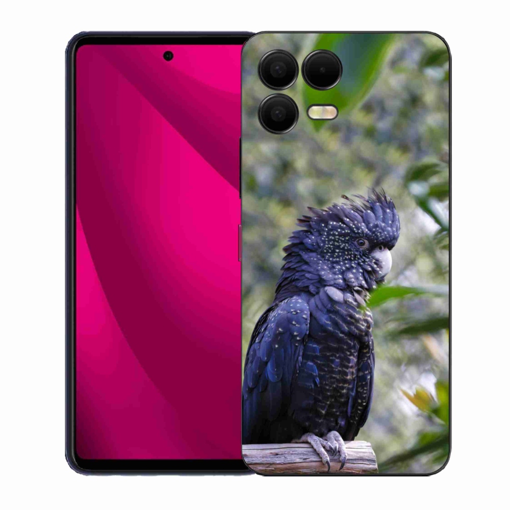 Gelový kryt mmCase na T phone 3 Pro - papoušek kakadu černý