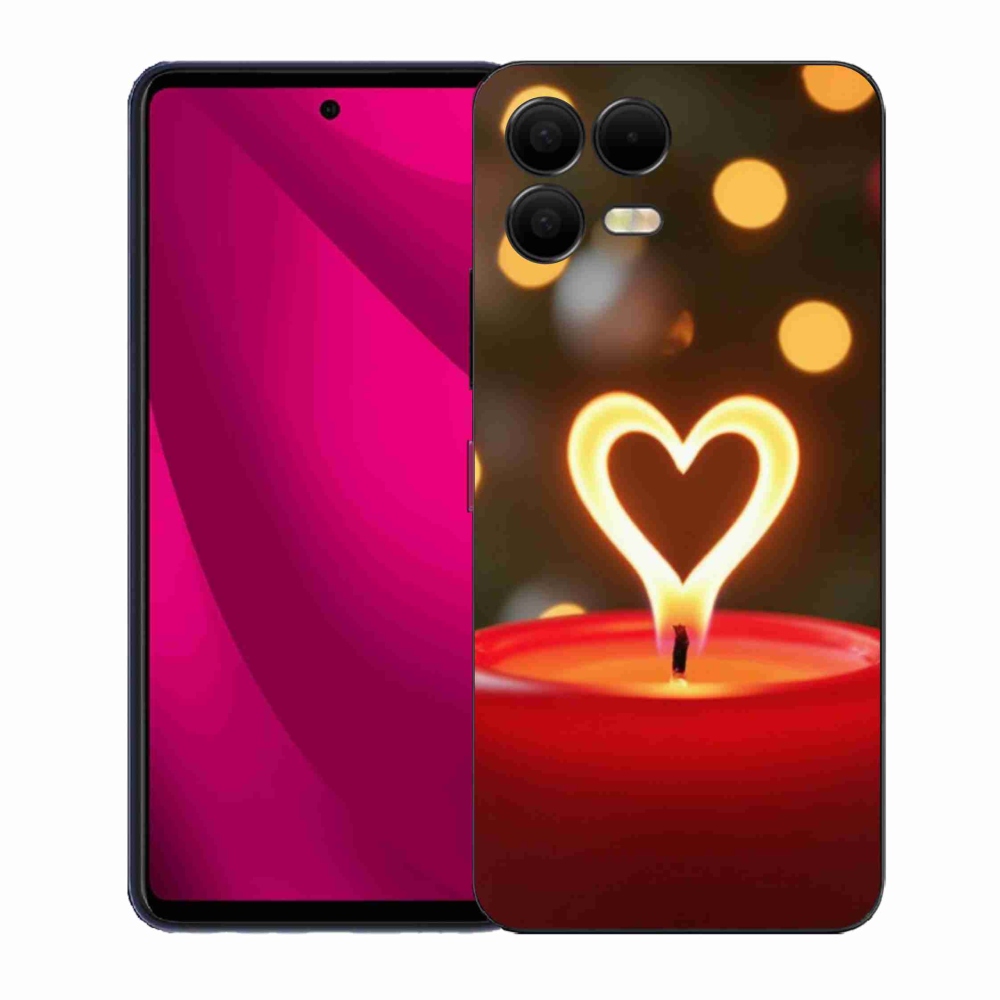 Gelový kryt mmCase na T phone 3 Pro - srdce z plamene