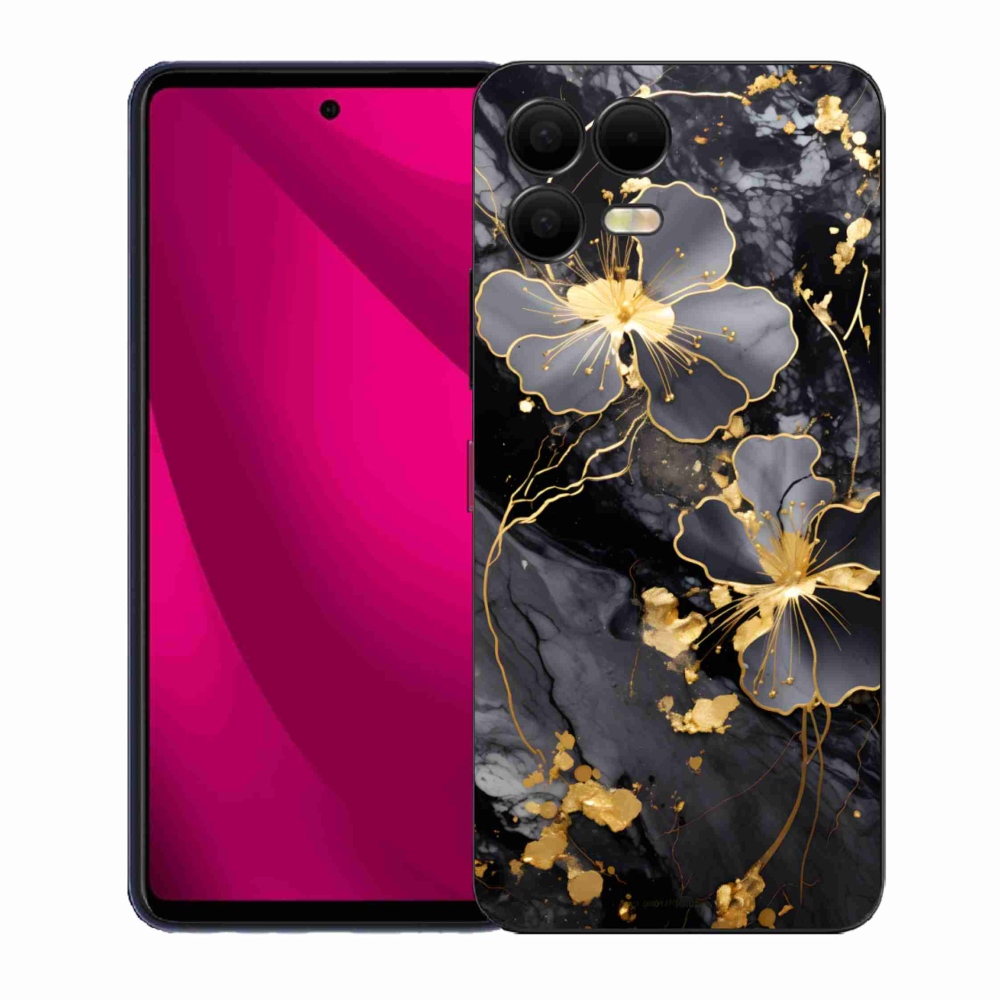 Gelový kryt mmCase na T phone 3 Pro - zlaté květy