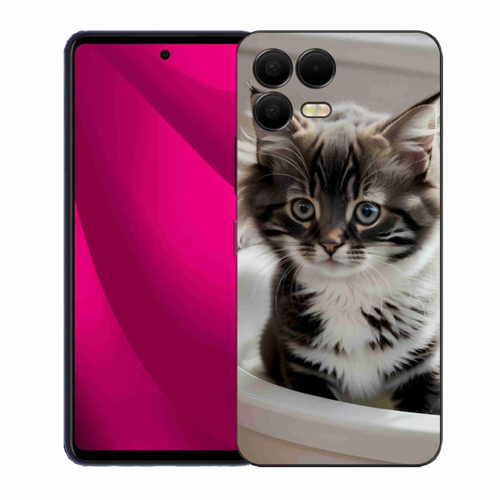 Gelový kryt mmCase na T phone 3 Pro - zvědavé kotě