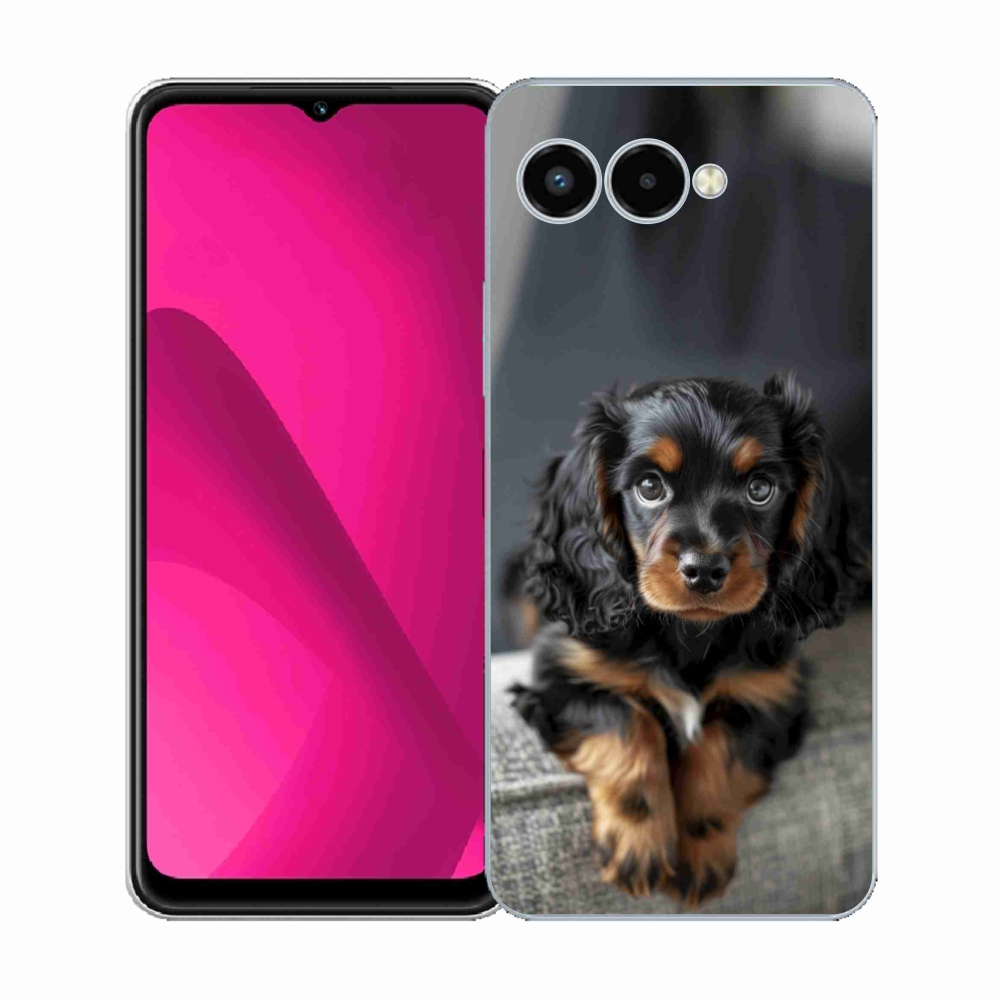 Gelový kryt mmCase na T phone 3 - roztomilý dlouhosrstý jezevčík