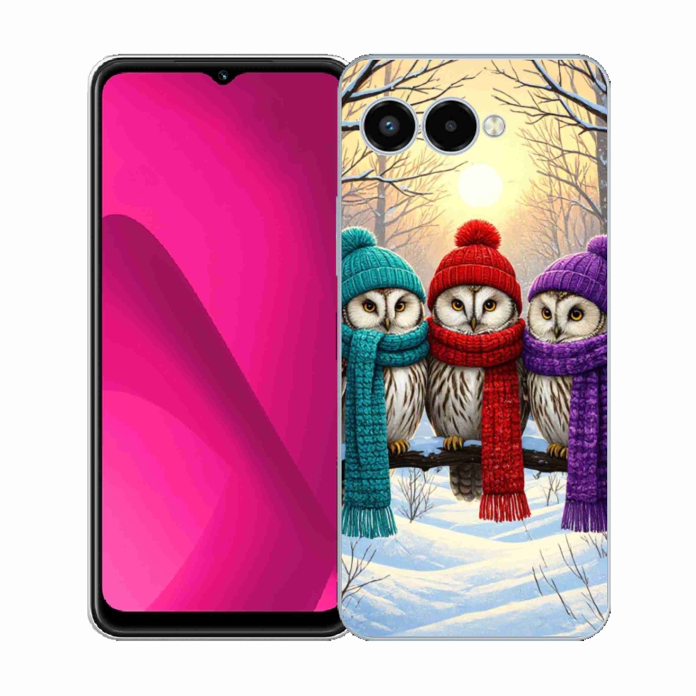 Gelový kryt mmCase na T phone 3 - soví přátelé