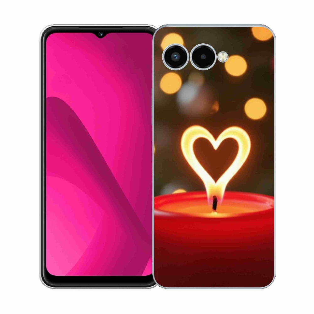 Gelový kryt mmCase na T phone 3 - srdce z plamene