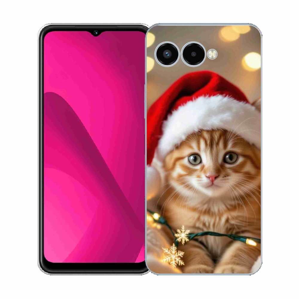 Gelový kryt mmCase na T phone 3 - vánoční kotě