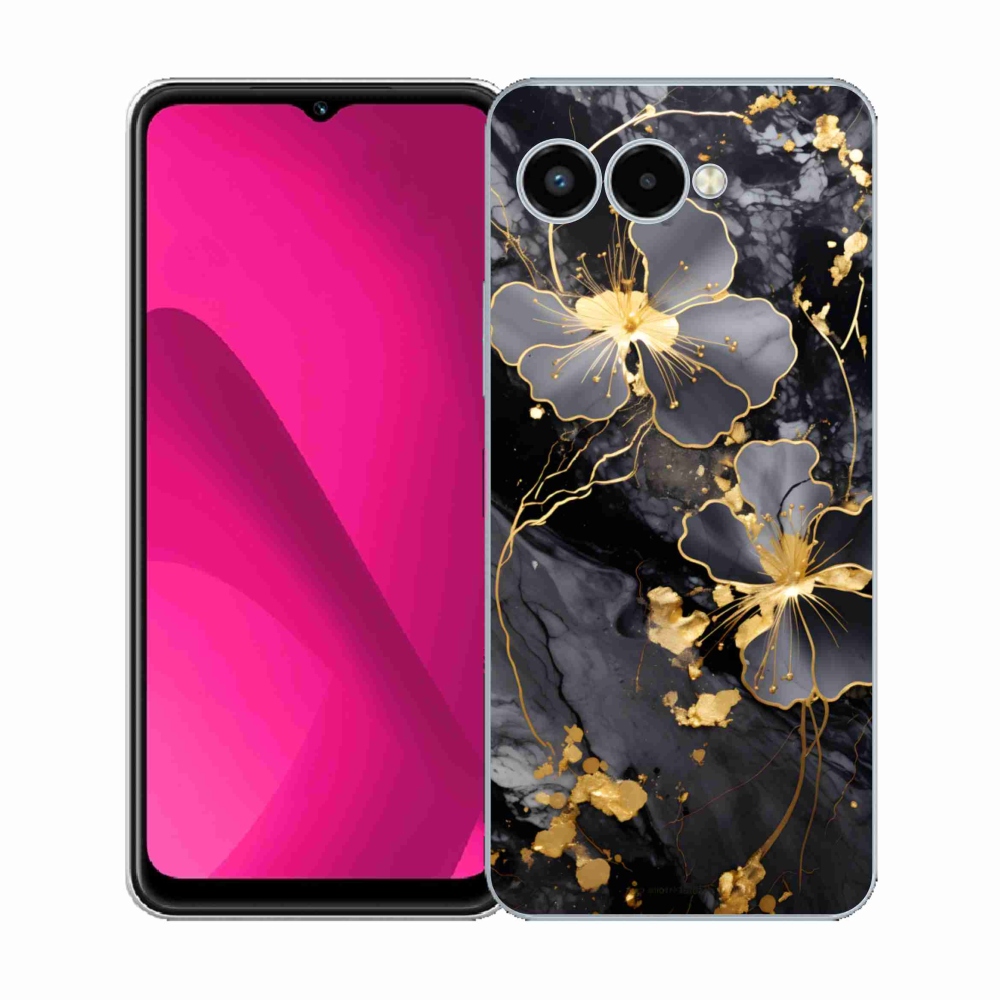 Gelový kryt mmCase na T phone 3 - zlaté květy