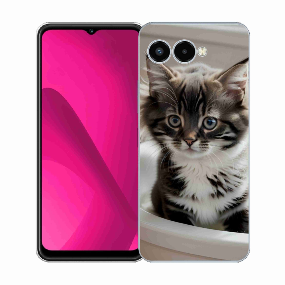 Gelový kryt mmCase na T phone 3 - zvědavé kotě
