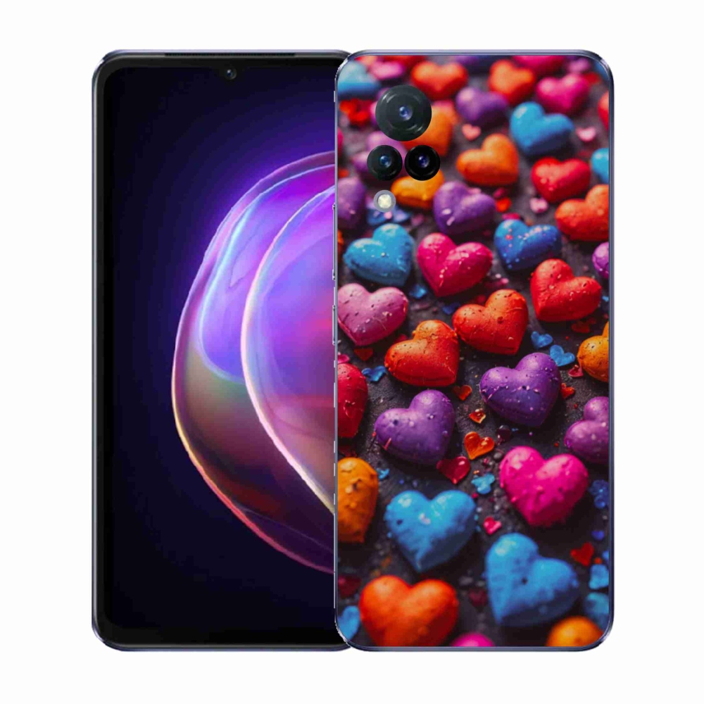 Gelový kryt mmCase na Vivo V21 4G/5G - barevná srdce
