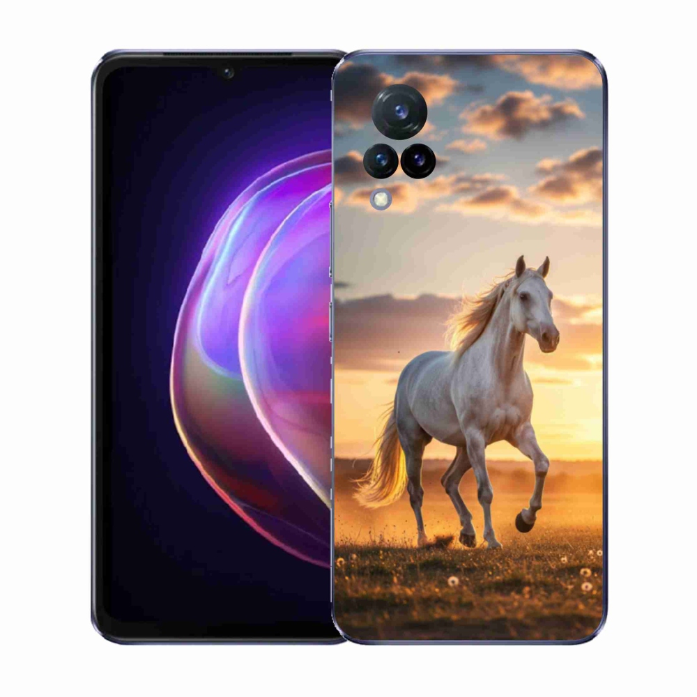 Gelový kryt mmCase na Vivo V21 4G/5G - běžící bílý kůň 2