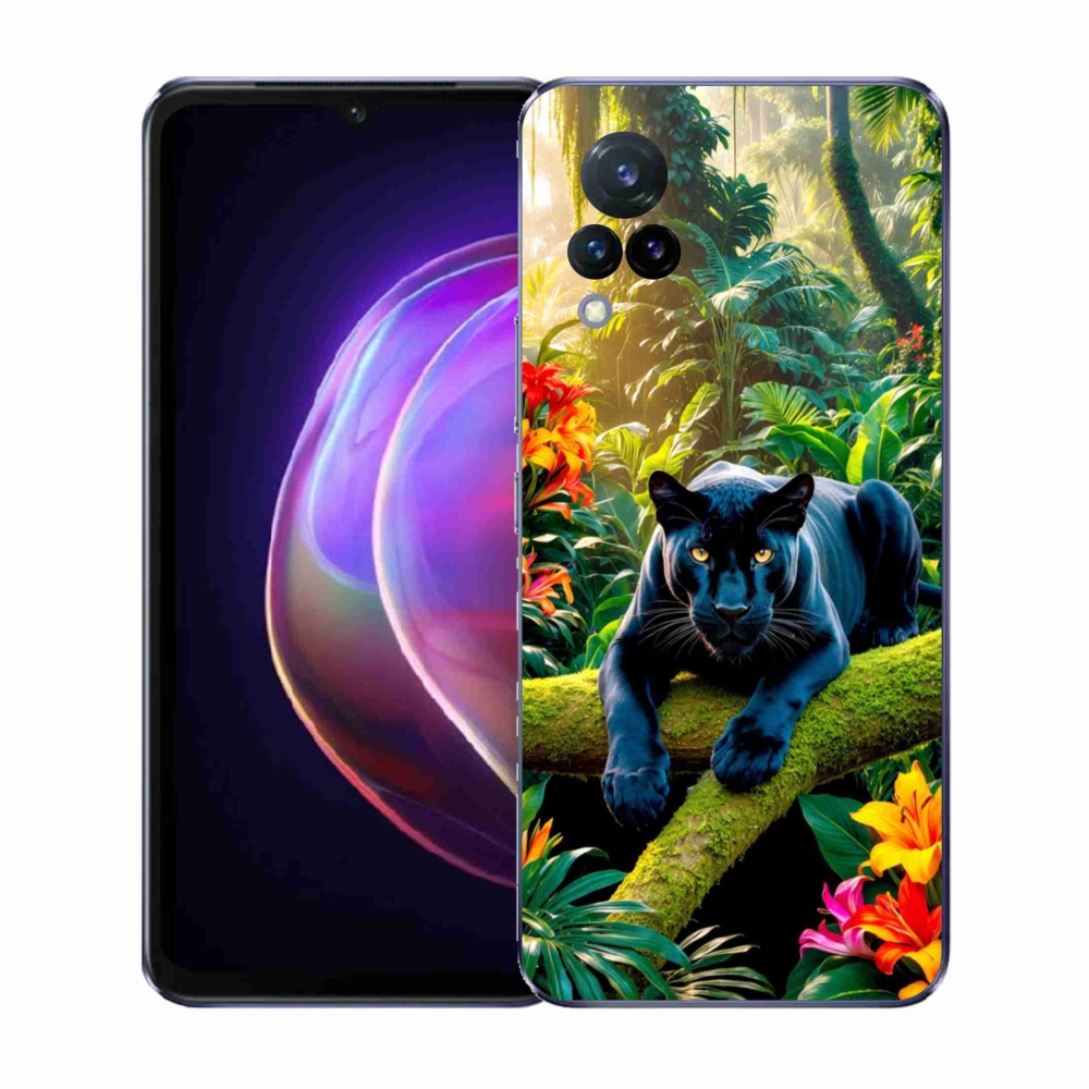Gelový kryt mmCase na Vivo V21 4G/5G - černý panter v džungli