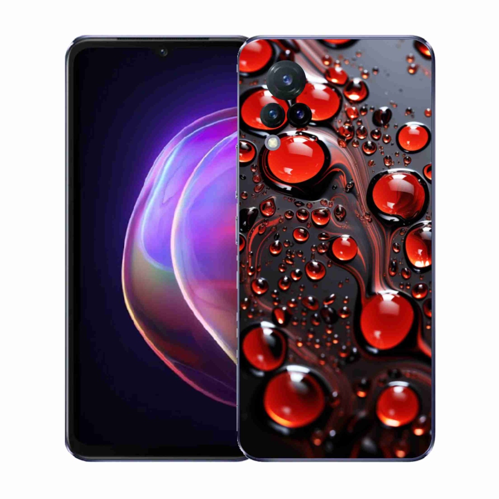 Gelový kryt mmCase na Vivo V21 4G/5G - červené kapky 2