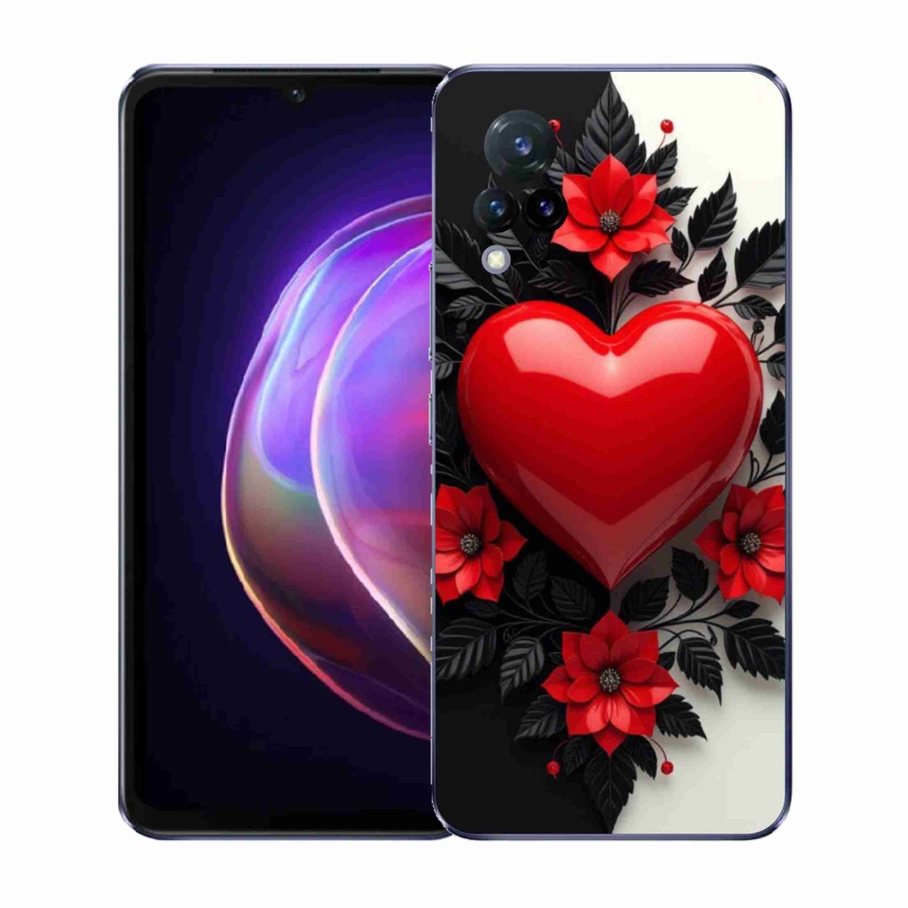 Gelový kryt mmCase na Vivo V21 4G/5G - červené srdce