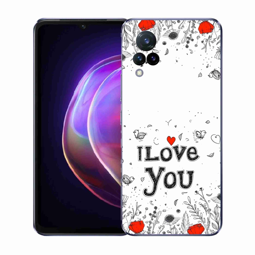 Gelový kryt mmCase na Vivo V21 4G/5G - I love you bílé pozadí