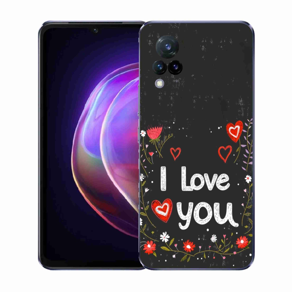Gelový kryt mmCase na Vivo V21 4G/5G - I love you černé pozadí