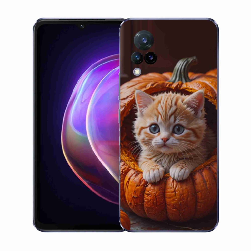 Gelový kryt mmCase na Vivo V21 4G/5G - kotě a dýně 2