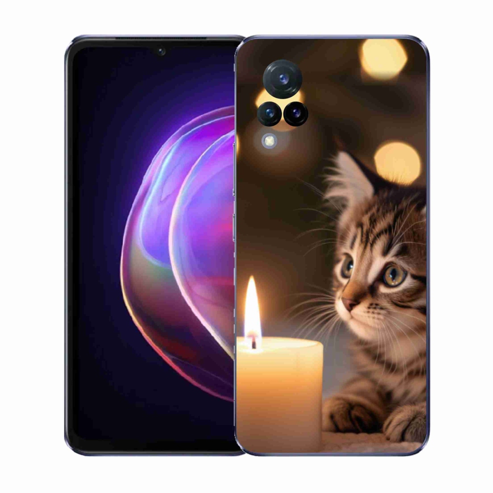 Gelový kryt mmCase na Vivo V21 4G/5G - kotě a svíčka
