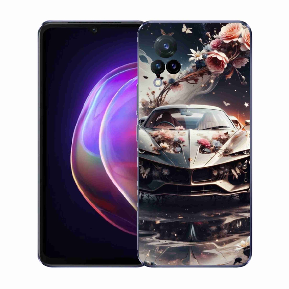Gelový kryt mmCase na Vivo V21 4G/5G - květinový sportovní vůz