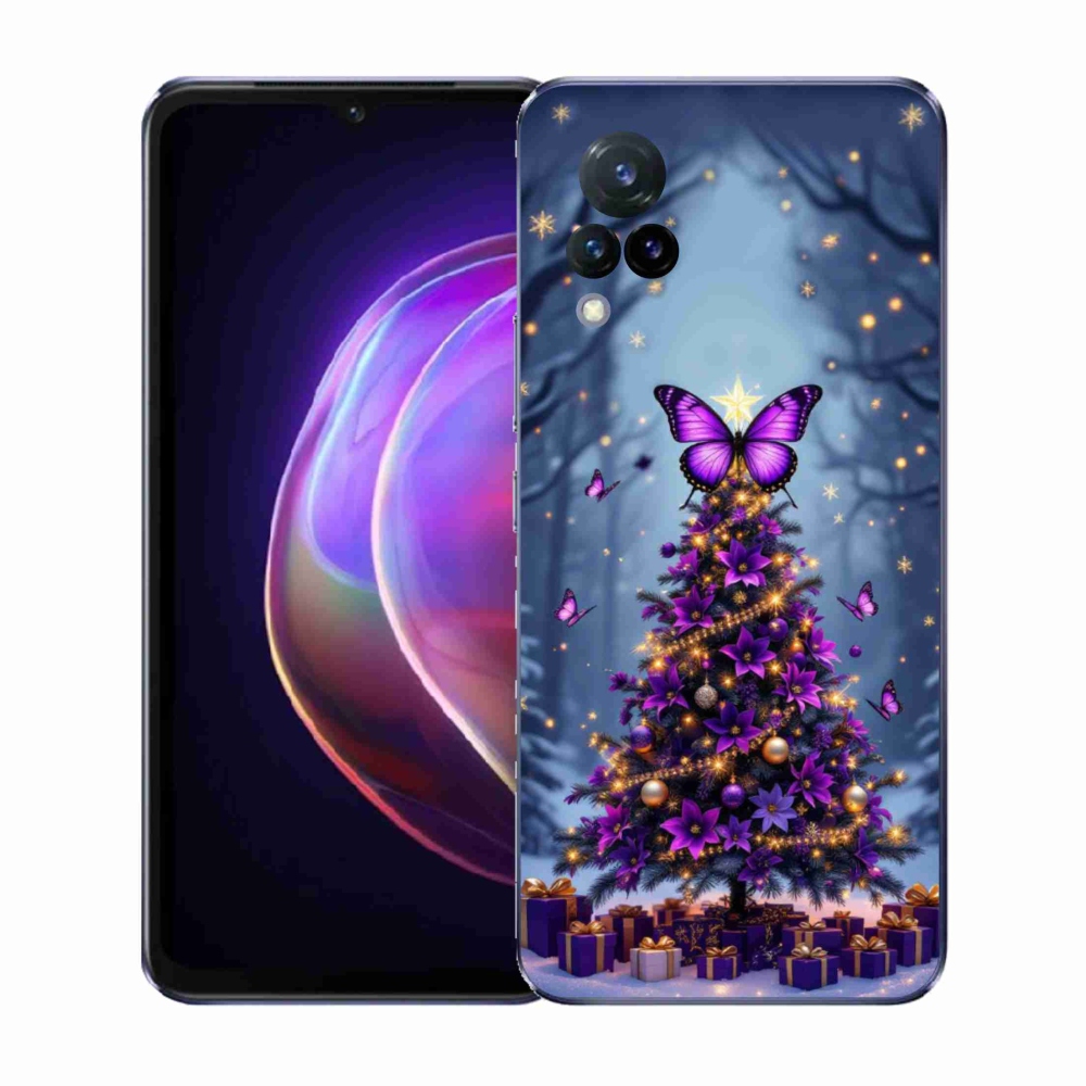 Gelový kryt mmCase na Vivo V21 4G/5G - motýlí vánoční stromek