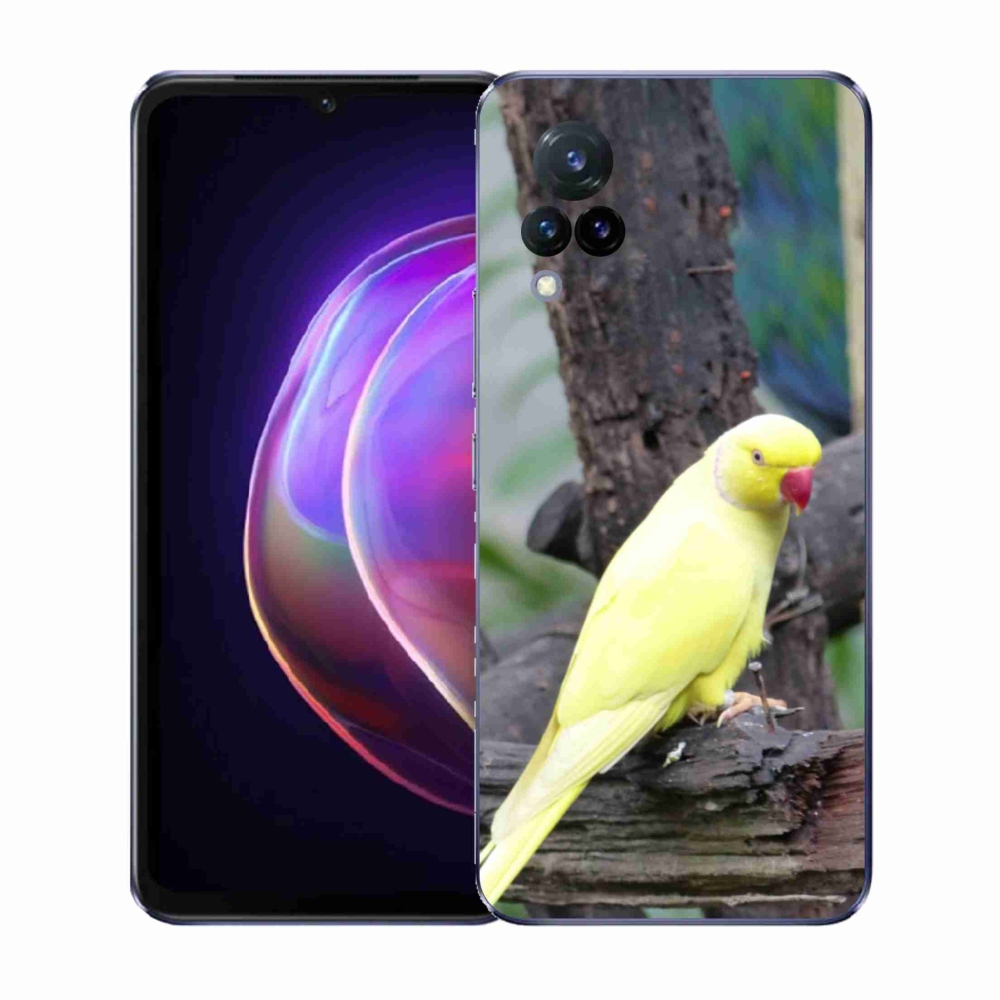 Gelový kryt mmCase na Vivo V21 4G/5G - papoušek alexandr žlutý