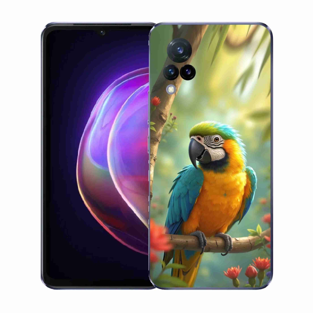 Gelový kryt mmCase na Vivo V21 4G/5G - papoušek ara modrožlutá