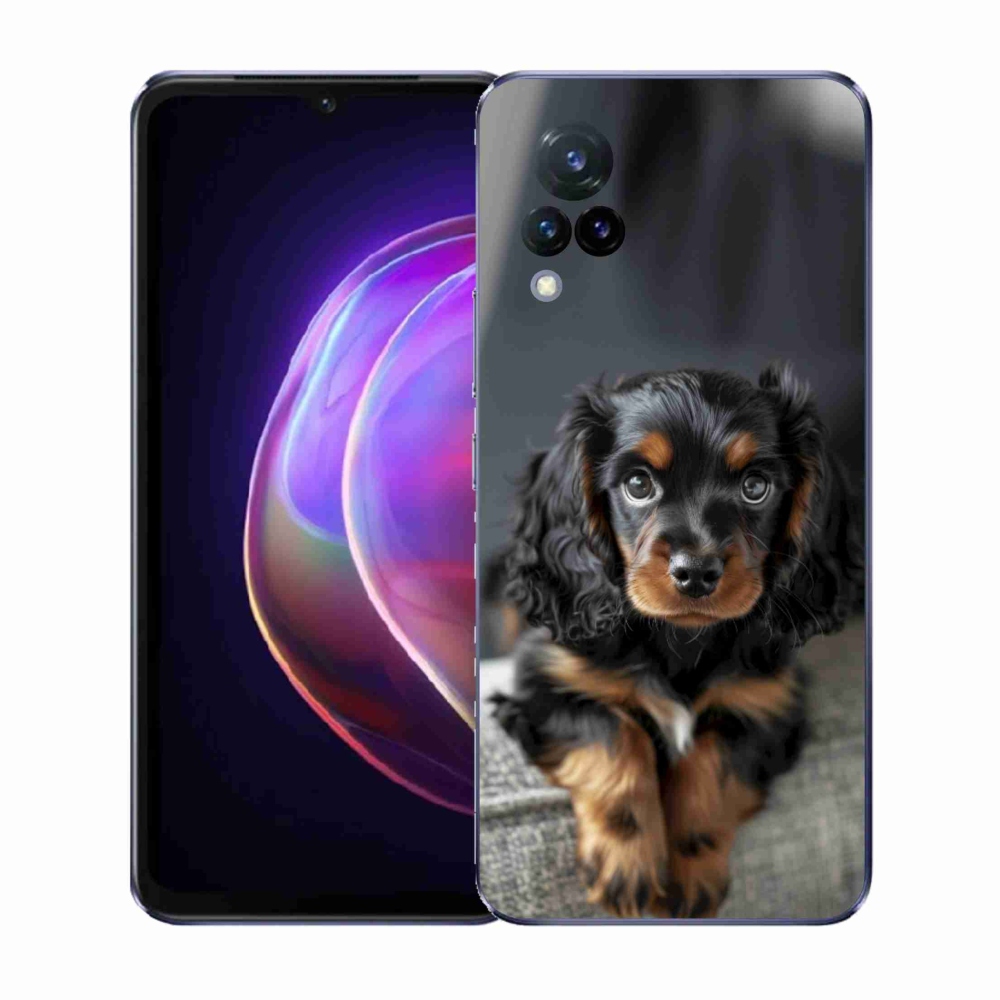 Gelový kryt mmCase na Vivo V21 4G/5G - roztomilý dlouhosrstý jezevčík