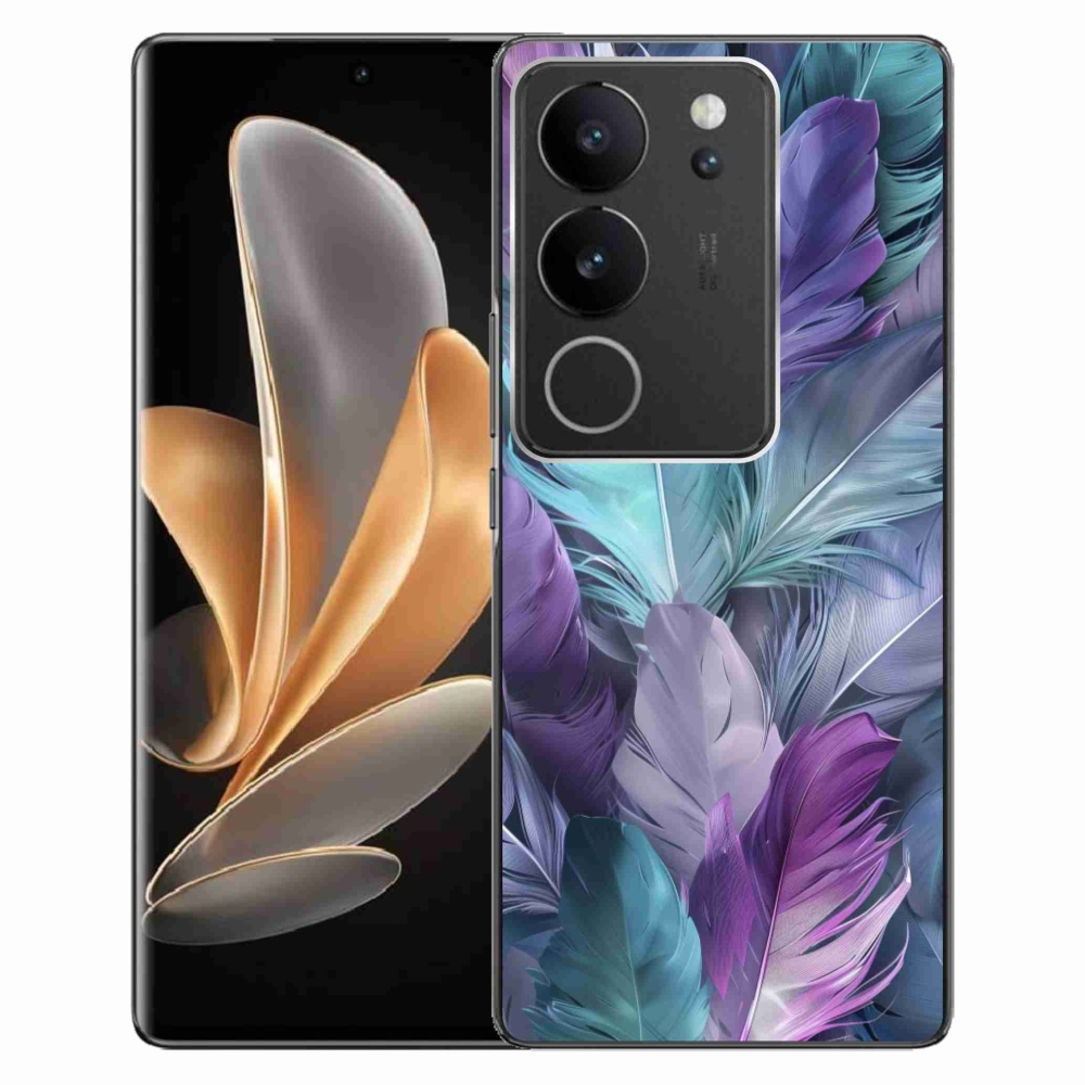 Gelový kryt mmCase na Vivo V29 5G - barevné peří 2