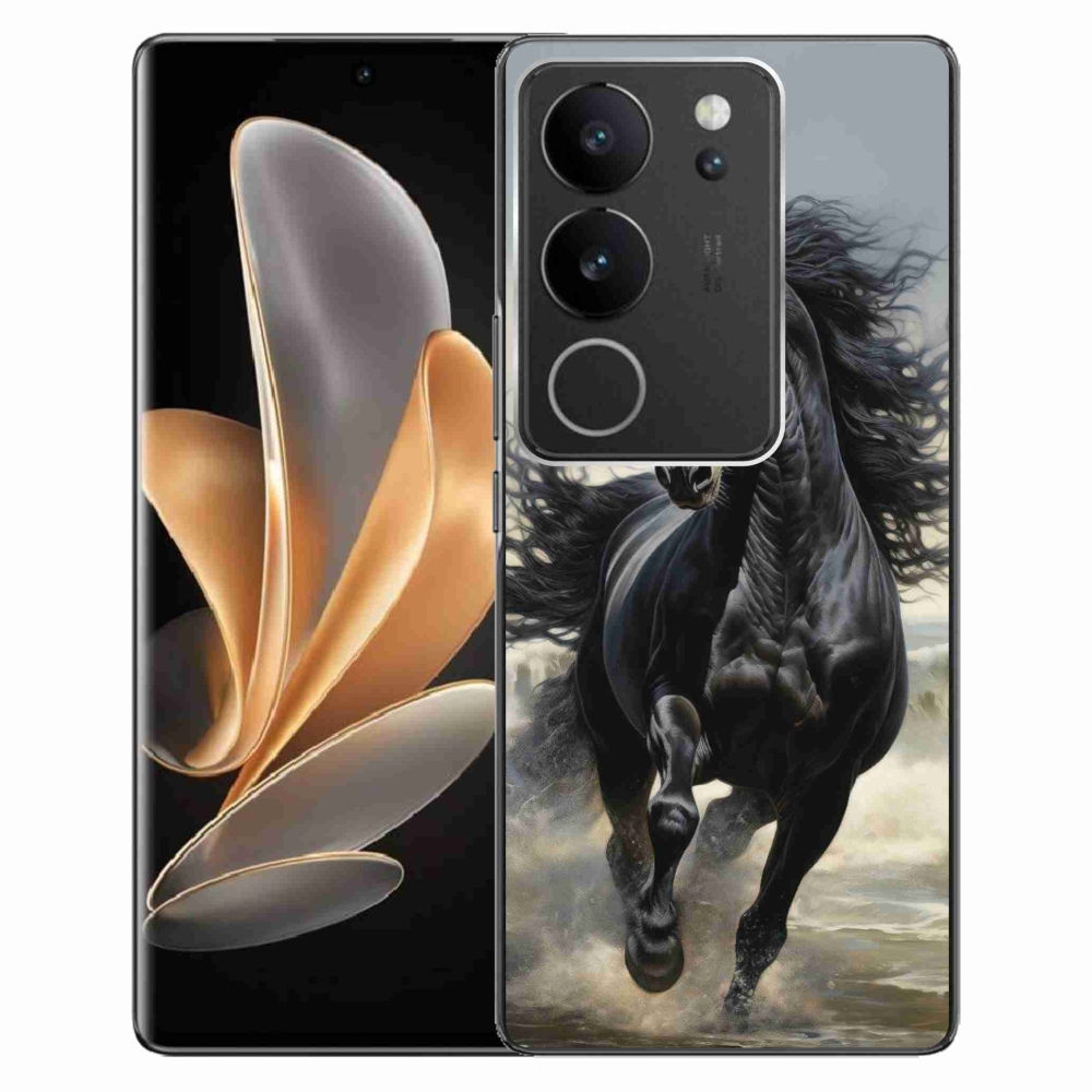 Gelový kryt mmCase na Vivo V29 5G - běžící černý kůň