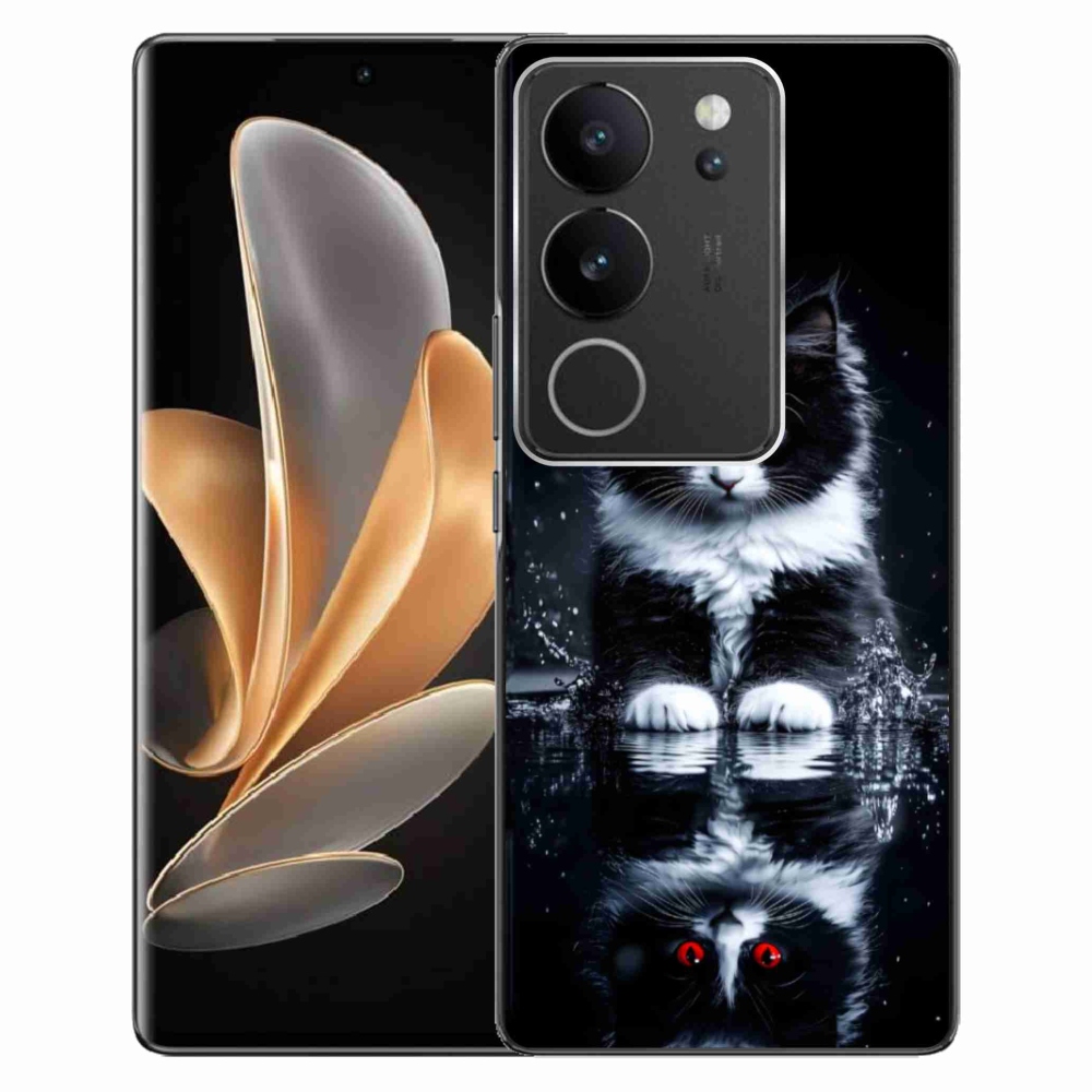 Gelový kryt mmCase na Vivo V29 5G - černobílé kotě
