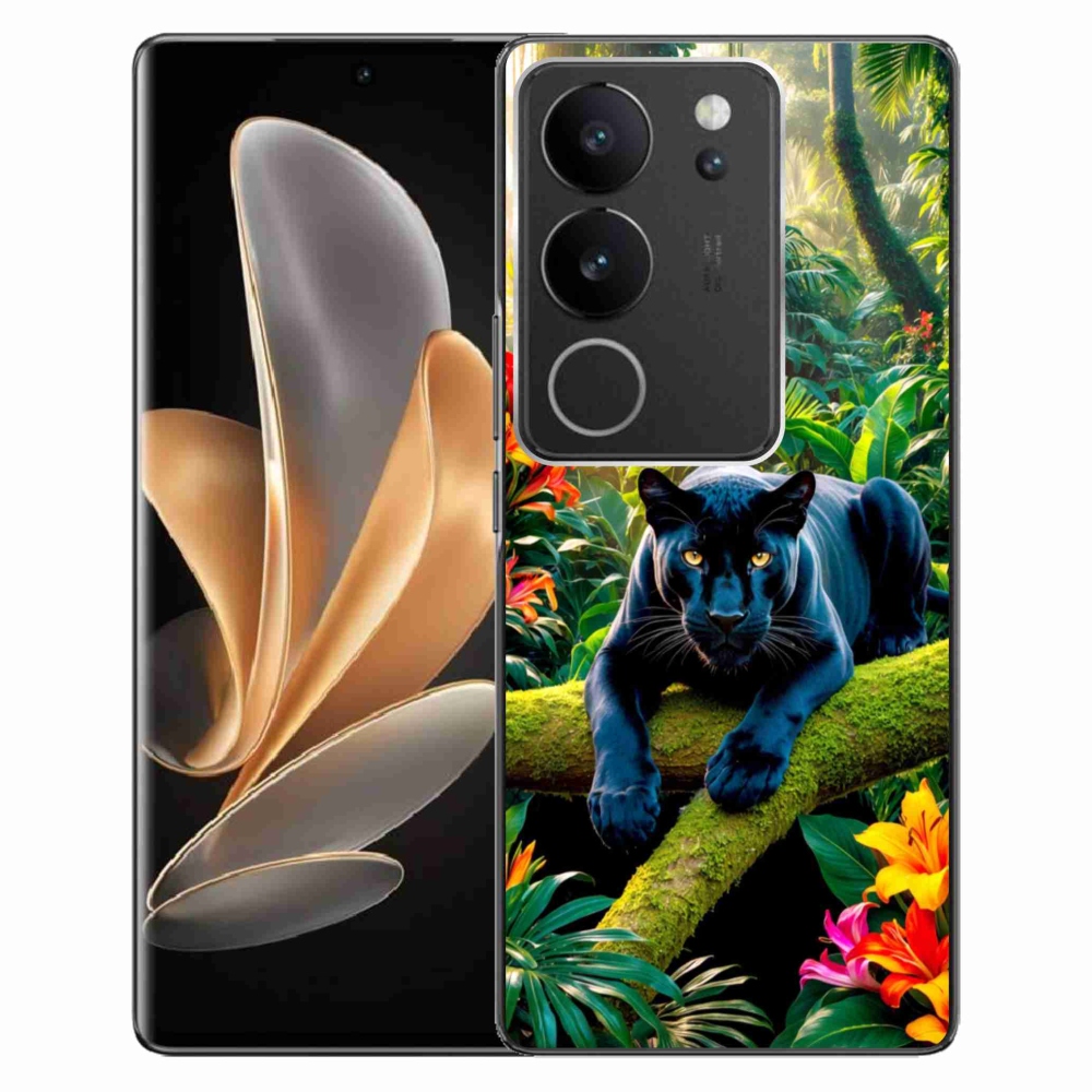 Gelový kryt mmCase na Vivo V29 5G - černý panter v džungli
