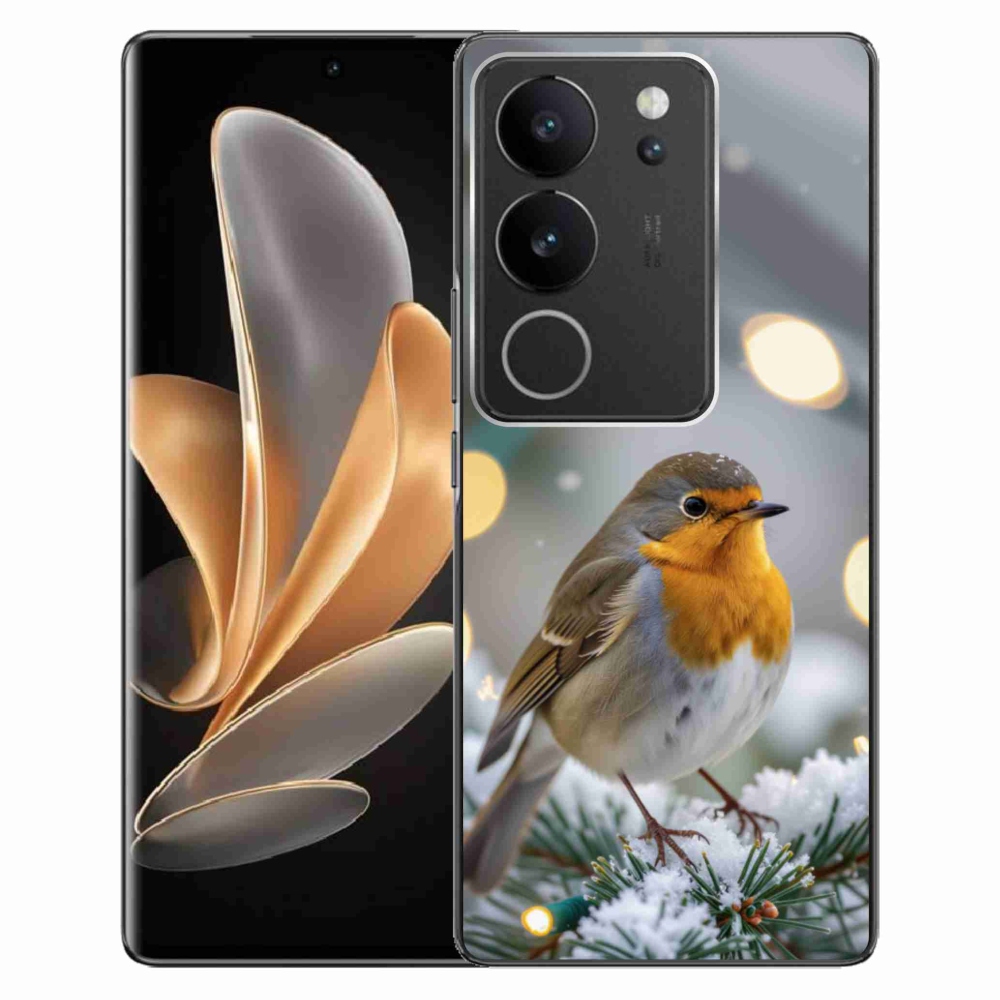 Gelový kryt mmCase na Vivo V29 5G - červenka v zimě
