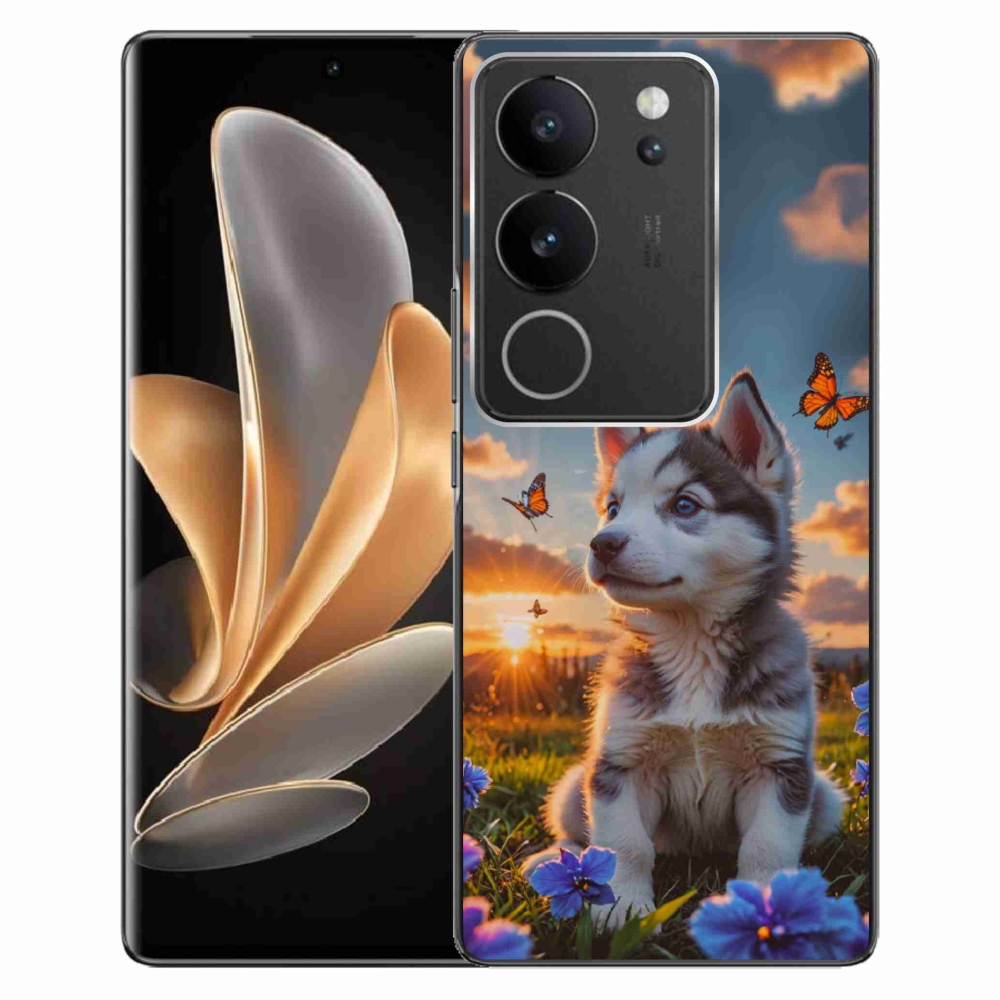 Gelový kryt mmCase na Vivo V29 5G - husky při západu slunce